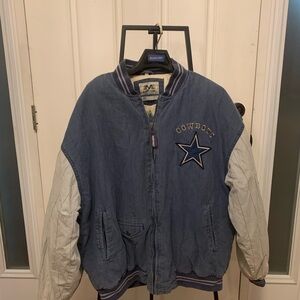 Dallas Cowboys Throwback Vintage Blue and Gray Coat 1990s